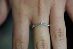 Natural Diamond Contoured Wedding Band Stacking Ring in 14K White Gold - 3513172