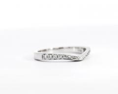 Natural Diamond Contoured Wedding Band Stacking Ring in 14K White Gold - 3513191