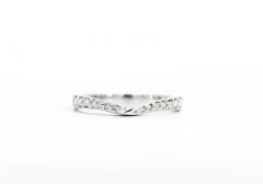 Natural Diamond Contoured Wedding Band Stacking Ring in 14K White Gold - 3513198