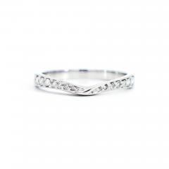 Natural Diamond Contoured Wedding Band Stacking Ring in 14K White Gold - 3603705