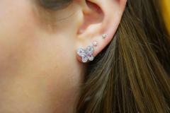 Natural Diamond and Pink Sapphire Cluster Butterfly Stud Earrings - 3512815