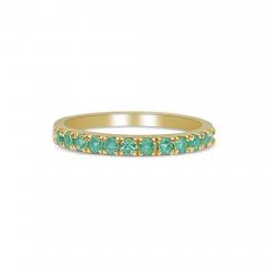 Natural Emerald Band in 14k Yellow Gold Wedding Band - 3639823