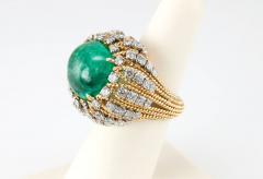 Natural Emerald Cabochon Diamond and Gold Cocktail Ring - 198975