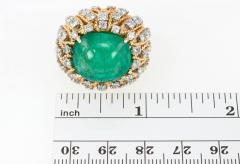 Natural Emerald Cabochon Diamond and Gold Cocktail Ring - 198978