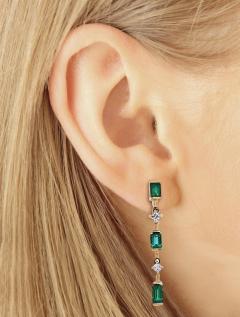 Natural Emerald Drop Earrings in 14k Gold Clip On Closure - 3772577