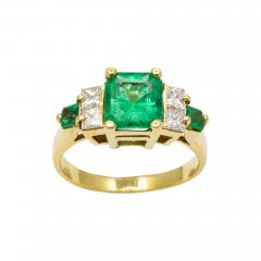 Natural Emerald and Diamond Engagement Ring - 1288345