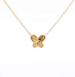 Natural Fancy Yellow Diamond 18K Yellow Gold Butterfly Charm Floating Necklace - 3513023