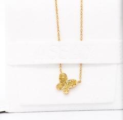Natural Fancy Yellow Diamond 18K Yellow Gold Butterfly Charm Floating Necklace - 3513088