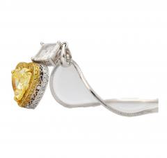 Natural GIA Certified 2 02 Carat Fancy Yellow Diamond Heart Platinum Necklace - 3500433