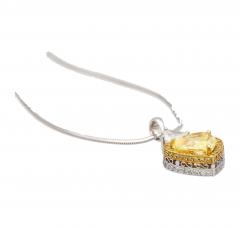 Natural GIA Certified 2 02 Carat Fancy Yellow Diamond Heart Platinum Necklace - 3500436