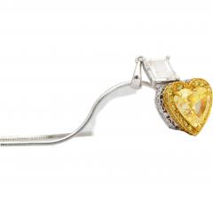 Natural GIA Certified 2 02 Carat Fancy Yellow Diamond Heart Platinum Necklace - 3500442