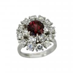 Natural Garnet Rhodolite Diamond Surround 18 Karat - 3517682