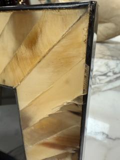 Natural Horn Chevron Inlay Square Photo Frame Black and Ivory Tones Large - 4371543