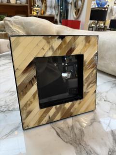 Natural Horn Chevron Inlay Square Photo Frame Black and Ivory Tones Large - 4371546