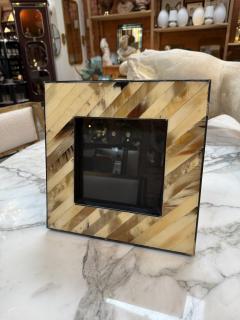 Natural Horn Chevron Inlay Square Photo Frame Black and Ivory Tones Large - 4371547