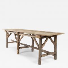 Natural Live Edge Rectangular Shape Table Raised Upon Rustic Wooden Trestle Base - 3002370