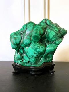 Natural Malachite Rock on Display Stand as Chinese Scholar Stone - 3355232