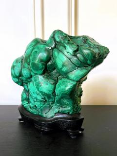 Natural Malachite Rock on Display Stand as Chinese Scholar Stone - 3355238