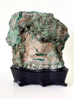 Natural Malachite Rock on Display Stand as Chinese Scholar Stone - 4517610