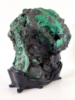 Natural Malachite Rock on Display Stand as Chinese Scholar Stone - 4517612