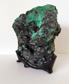 Natural Malachite Rock on Display Stand as Chinese Scholar Stone - 4517613