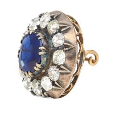 Natural No Heat 3 82 Carat Sapphire Brooch Sapphire Stones in Silver 9K Gold - 3504680
