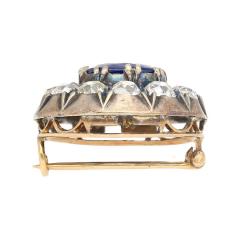 Natural No Heat 3 82 Carat Sapphire Brooch Sapphire Stones in Silver 9K Gold - 3504693