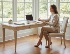 Natural Oak Writing Desk Louis XVI Inspired - 4420630