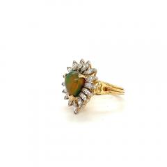 Natural Pear Shape Opal and Marquise Cut Diamond Halo Ring - 3604524