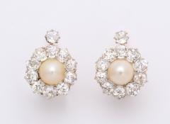 Natural Pearl Diamond Earrings - 597686