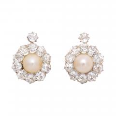 Natural Pearl Diamond Earrings - 598819