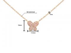 Natural Pink Diamond Butterfly Charm Floating Pendant Necklace in 18K Rose Gold - 3513089
