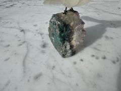 Natural Quartz Toucan Stone Parrot Perched on Amethyst Geode - 4519095