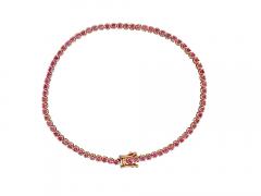 Natural Round Cut Pink Sapphire Tennis Bracelet in 14K Rose Gold - 3592723