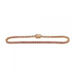 Natural Round Cut Pink Sapphire Tennis Bracelet in 14K Rose Gold - 3592725