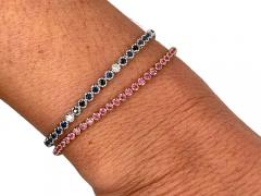 Natural Round Cut Pink Sapphire Tennis Bracelet in 14K Rose Gold - 3592731