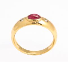 Natural Ruby and Diamond Gold Gypsy Ring - 1831062