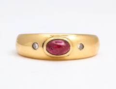 Natural Ruby and Diamond Gold Gypsy Ring - 1831064