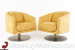 Natuzzi Mid Century Italia Chrome Base Swivel Lounge Chairs A Pair - 2356295