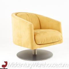 Natuzzi Mid Century Italia Chrome Base Swivel Lounge Chairs A Pair - 2356297