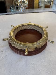 Nautical Ship Wheel Brass and Rope Catchall 1970s - 4516017