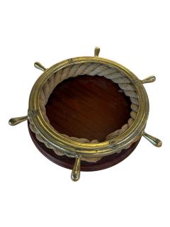 Nautical Ship Wheel Brass and Rope Catchall 1970s - 4521612