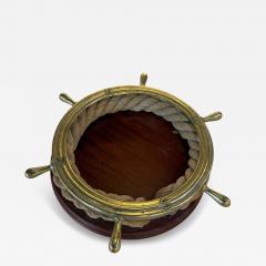 Nautical Ship Wheel Brass and Rope Catchall 1970s - 4521616