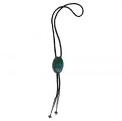 Navajo Dine bolo with large turquoise stone and silver tips - 3936839