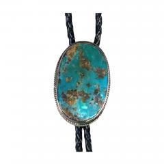 Navajo Dine bolo with large turquoise stone and silver tips - 3939814