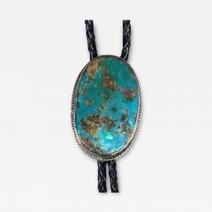 Navajo Dine bolo with large turquoise stone and silver tips - 3939815