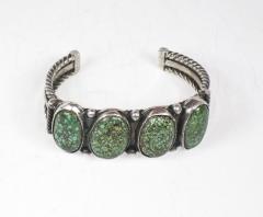 Navajo cuff bracelet with King Manassa turquoise - 1679226