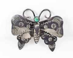 Navajo silver and turquoise butterfly pin - 1679229