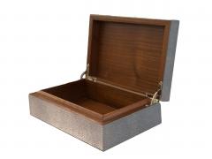 Navy Blue Shagreen Macassar Ebony Box with Bone Inlay - 4190926