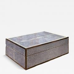 Navy Blue Shagreen Macassar Ebony Box with Bone Inlay - 4193092